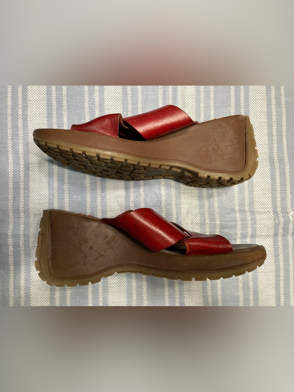 Me Too red chunky sandals.